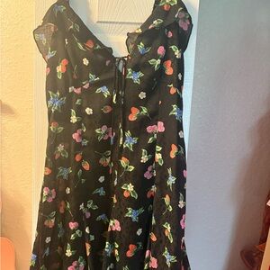 Zara Black Dress with Floral Pattern